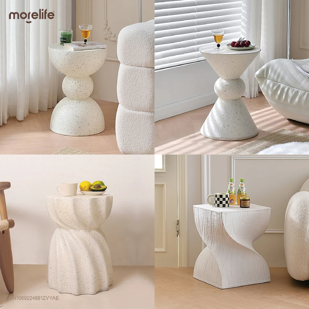 북유럽 크림 스타일 방수 커피 테이블, 미니멀리스트 거실, 귀여운 소형 원형 테이블, 모던 침실 나이트 스탠드 가구