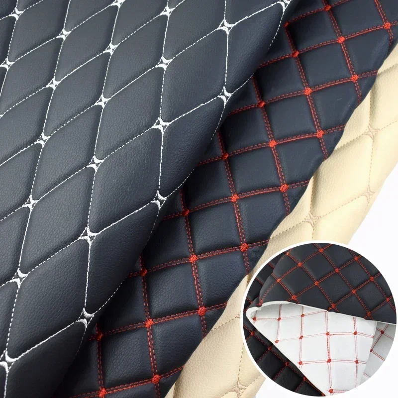 Diamond Pu Leather Fabric Quilted Car Bag Case Sofa Upholstery Trim  Headboard Sewing Diy Embossed Leather Side - AliExpress