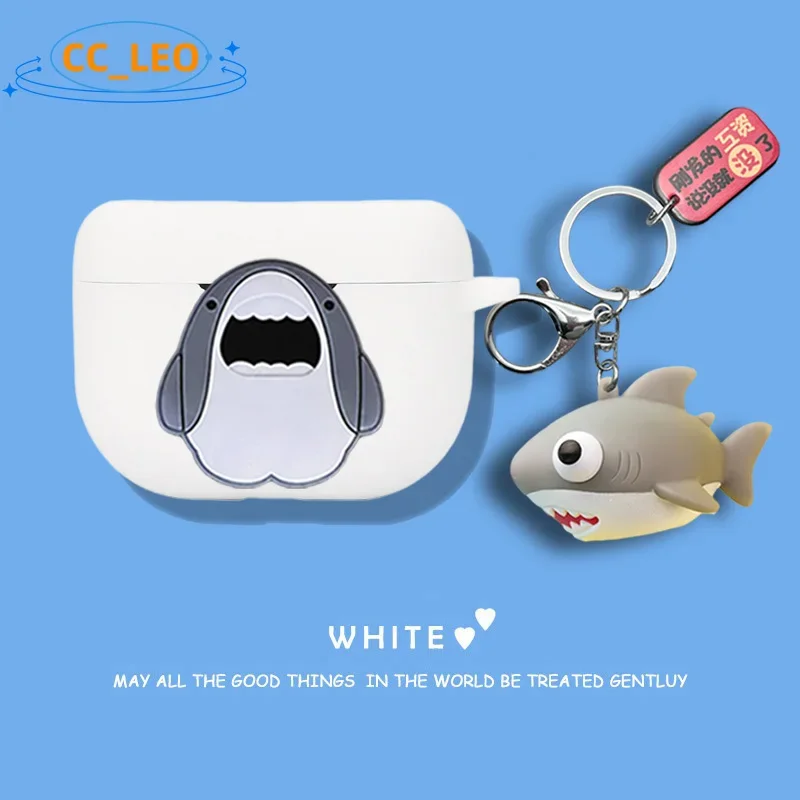 For Jabra Elite 8 Active Case Cartoon Shark Jabra Elite 8 Active Silicone Soft Case Elite 10 Protective Cover Cute Shiba Inu