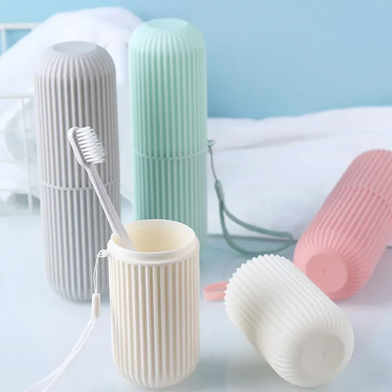 Portable Travel Toothbrush Case With Mouthwash Cup For Bathroom_voghion.com