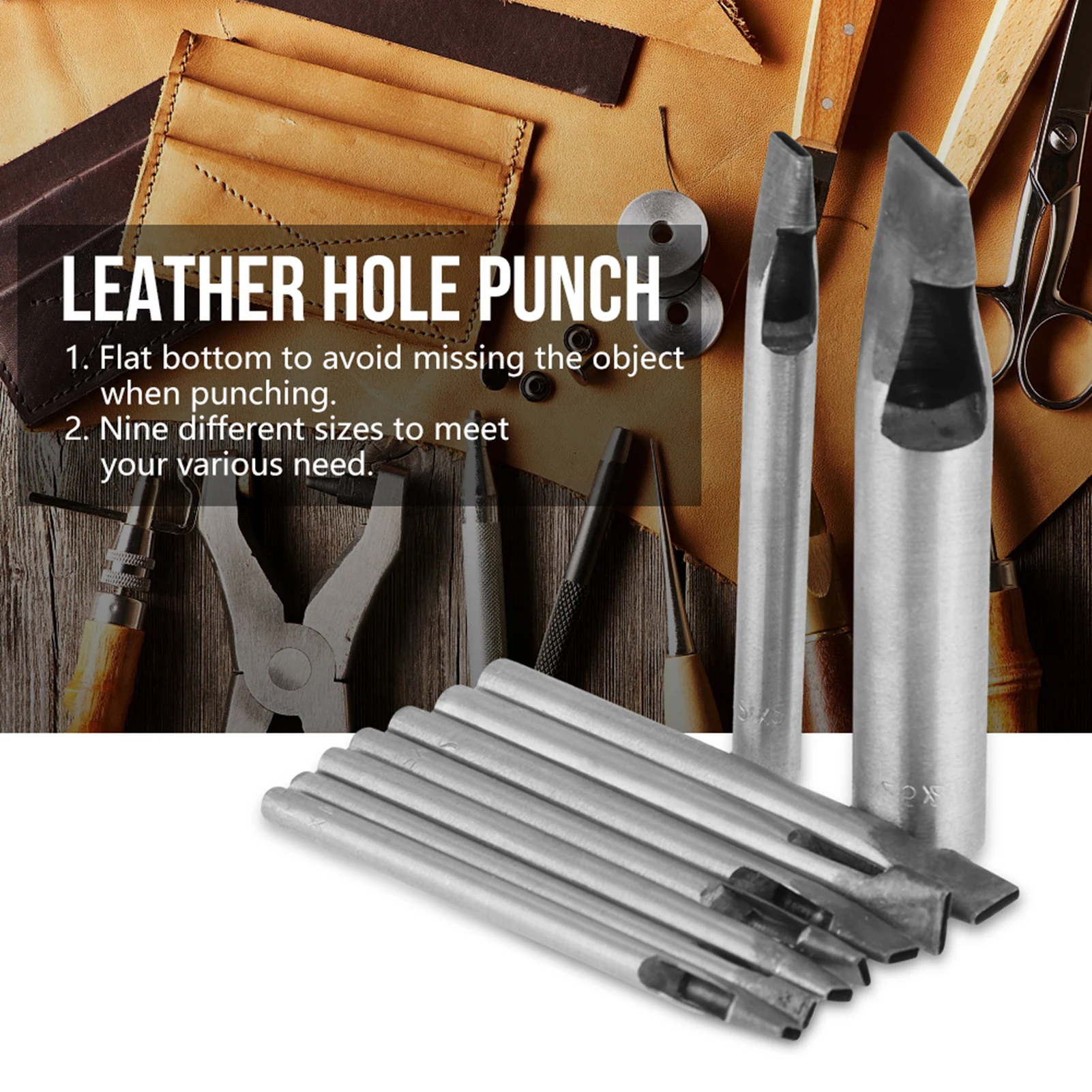 2mm Leather Oval Shape Hole Punch Kit Cutter Hollow Tool 2mm Oval Shape Hole Punch Hollow Leather