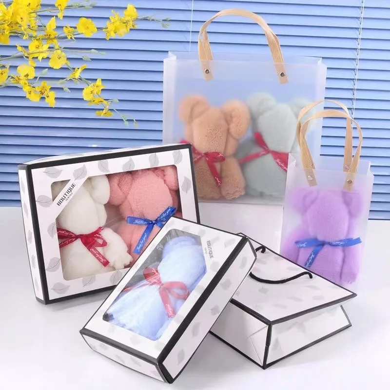 

Coral Velvet Creative Bear Towel Gift Box Wedding Creative Hand Gift Washing Cloth Can Dry Quickly Without Pilling Hand Towel