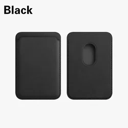 Magnetic Leather Wallet Card Holder and Phone Stand (Black)