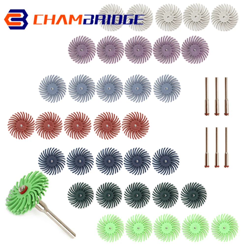 1inch Radial Bristle Disc Kit Abrasive Brush 1/8inch 3/2.35mm Shank Detail Polishing Wheel For
