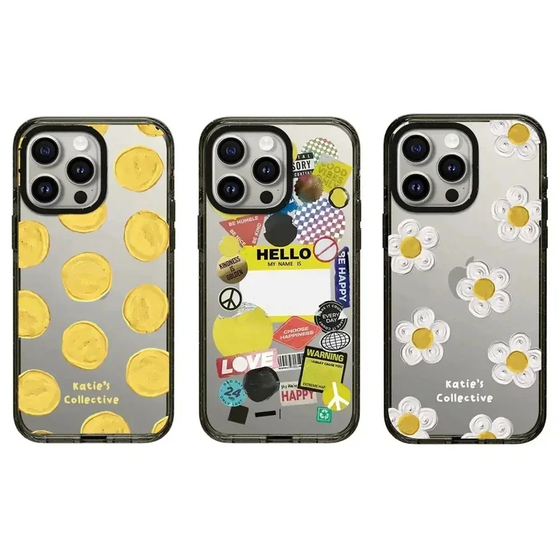 

2.5 Acrylic Cute Daisy Pattern iPhone 12 13 14 15 Pro Max Protective Case