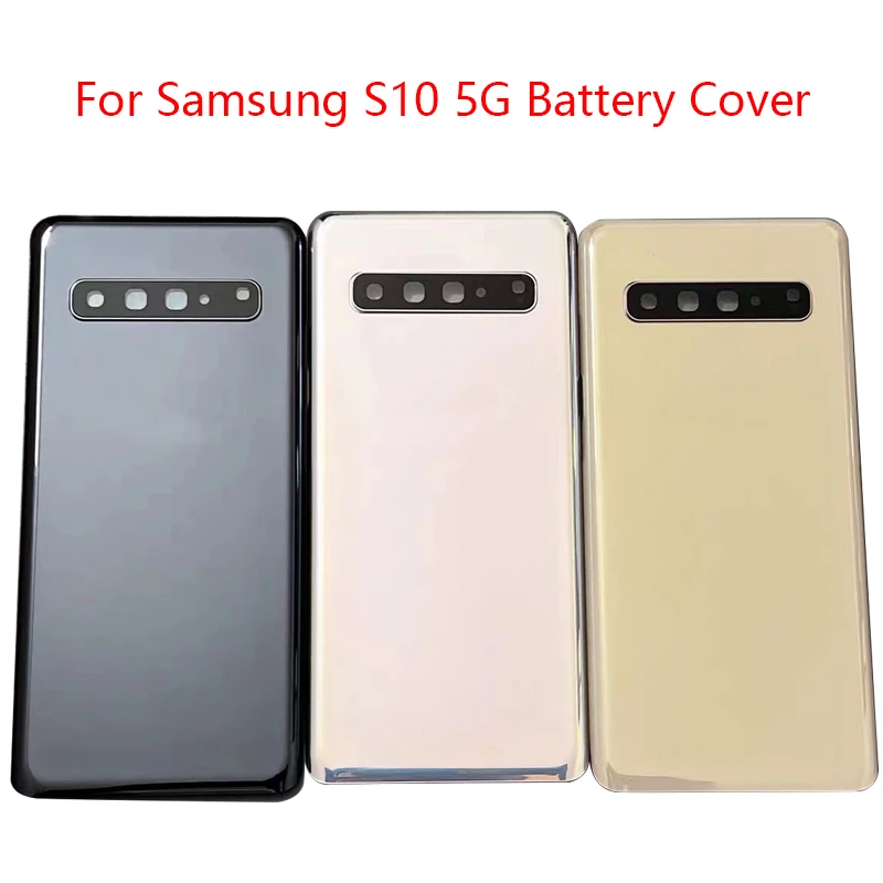 

For Samsung S10 5G SM-G977 G977 G977U G977N G977B G9770 Back Door Housing Case Rear Battery Cover With Camera Lens