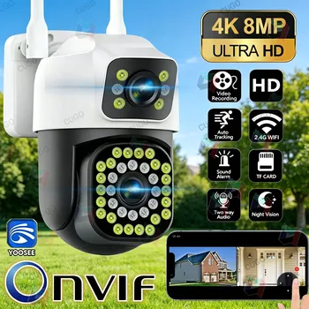 4K 8MP WiFi IP Camera Dual Lens Outdoor Waterproof AI Human Detection Security Wireless Surveillance Cameras Baby Monitor ONVIF 1