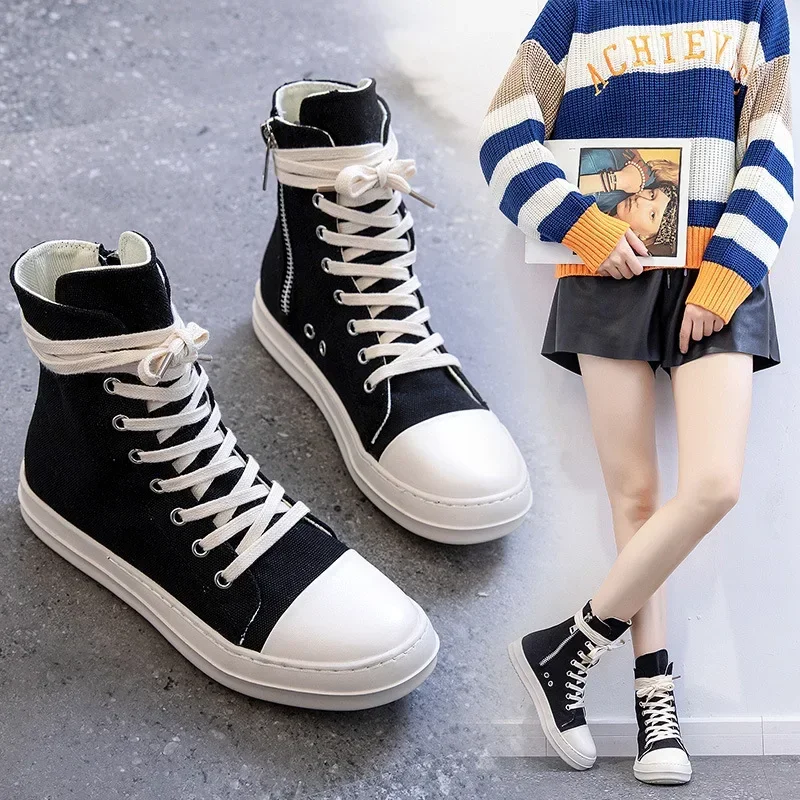 Women Shoes Women Sneakers Women Flats Casual Shoes Vintage Design High Top Platform Canvas Sneakers Chunky Sneaker Flats
