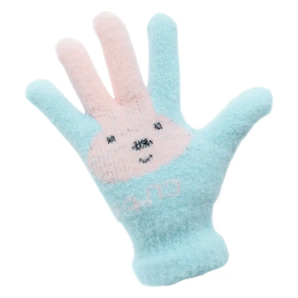 4-10 Years Children Girl Gloves Knitted Winter Boy Full Finger Wool Gloves Baby Girls Cute Rabbit Warm Soft Knitted Kids winter gloves baby mittens
