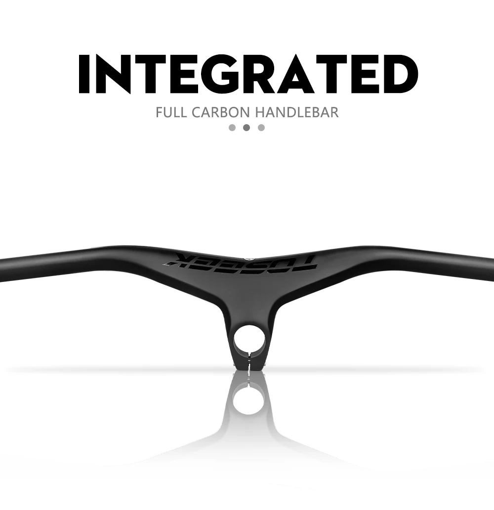 Description Picture 3 of itemTOSEEK MTB Bicycle Handlebar and Stem -17 Degrees Carbon Fibre Integrated Handlebar Mountain Bike Parts 28.6mm Matte Black