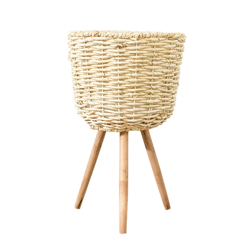 

Bamboo Storage Baskets Laundry Straw Patchwork Wicker Rattan Seagrass Belly Garden Flower Pot Planter Basket Retail