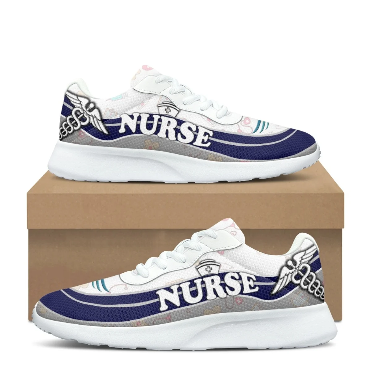 Nurse Hospital First Aid Print Women Soft Cozy Sneaker Wear-resistant Outdoor Casual Shoes Lightweight Breathable Walking Shoes