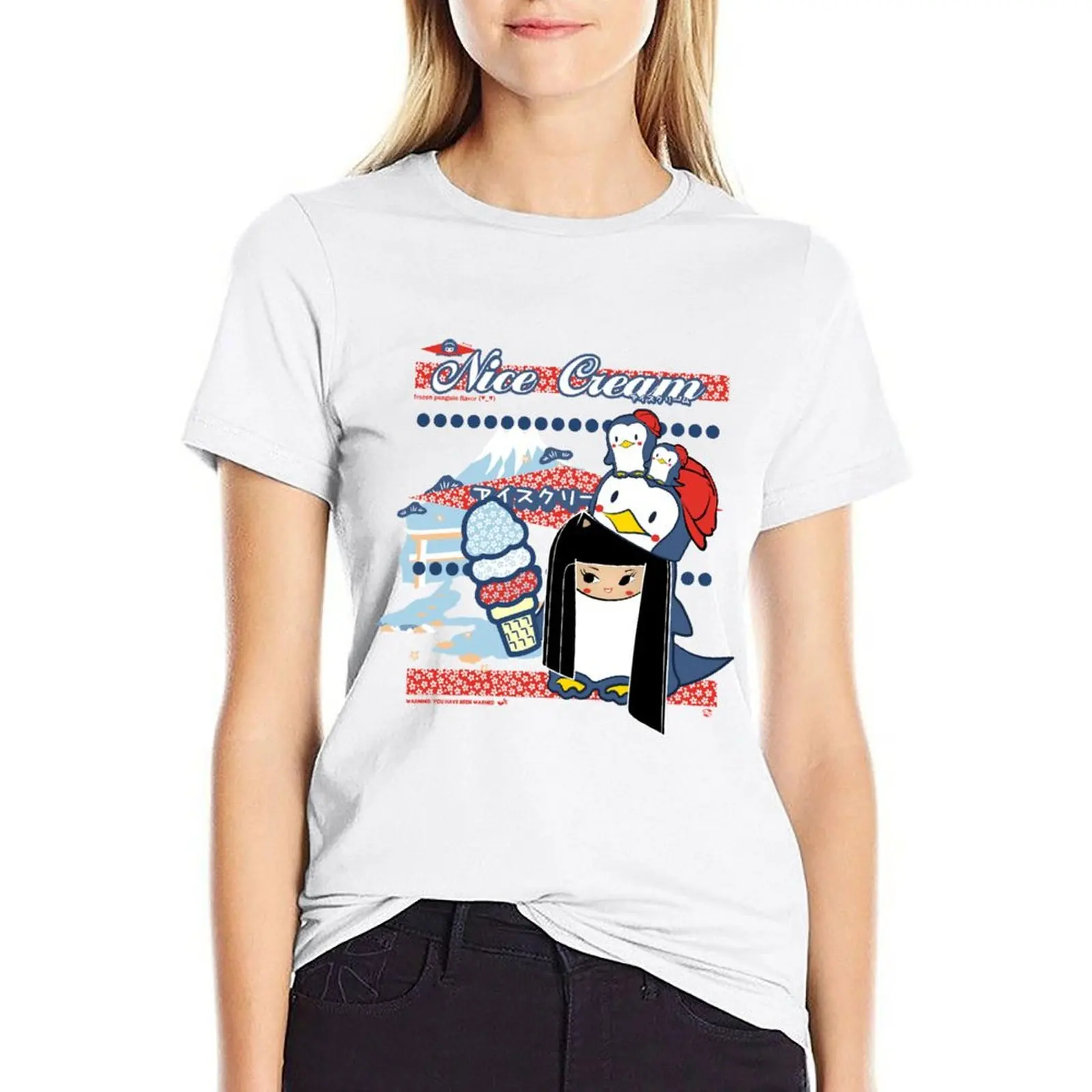 

Nice Cream T-shirt vintage clothes funny Women's summer blouses 2024