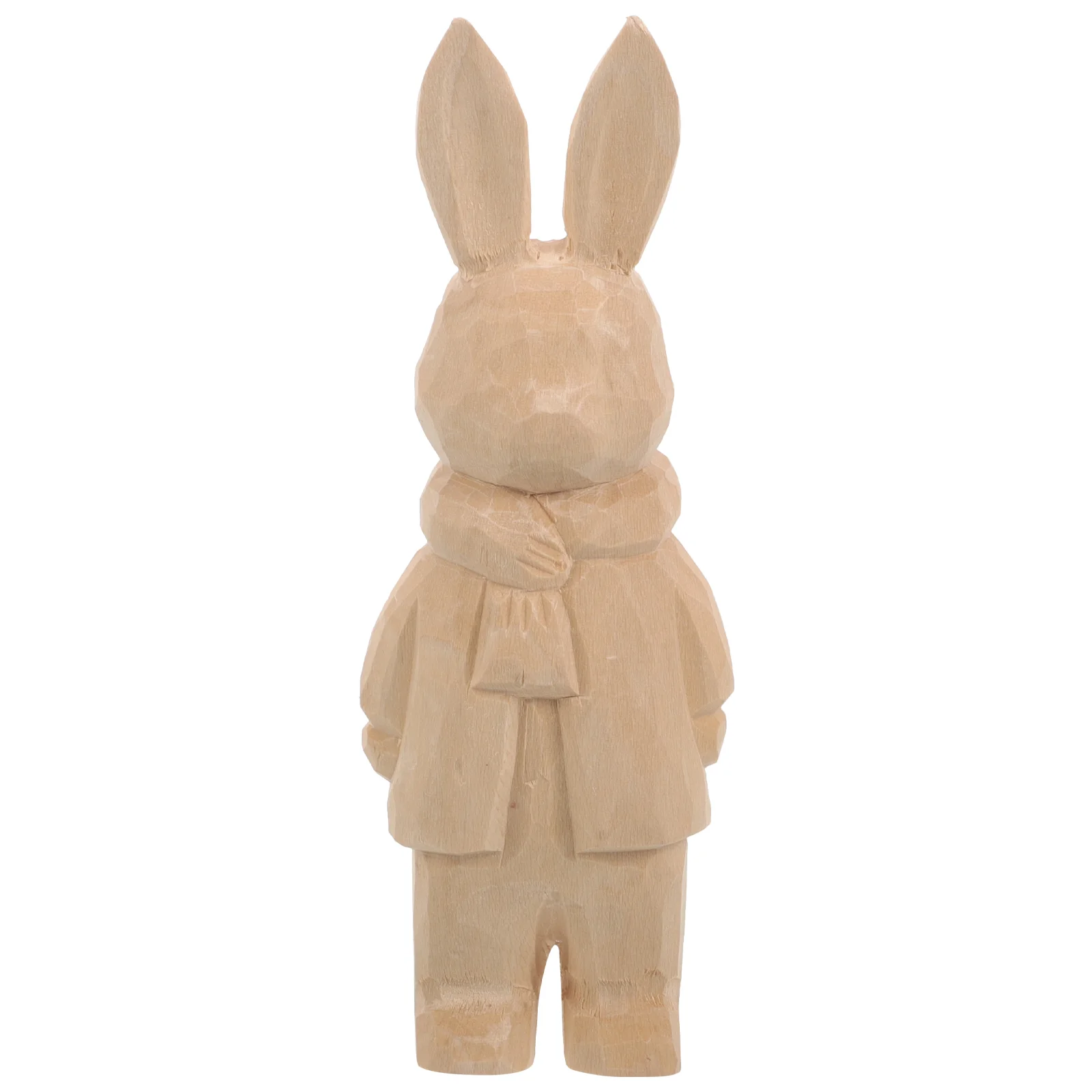 

Wooden Carving Rabbit Easter Wood Bunny Easter Wooden Craft Three-dimensional Rabbit Figurine