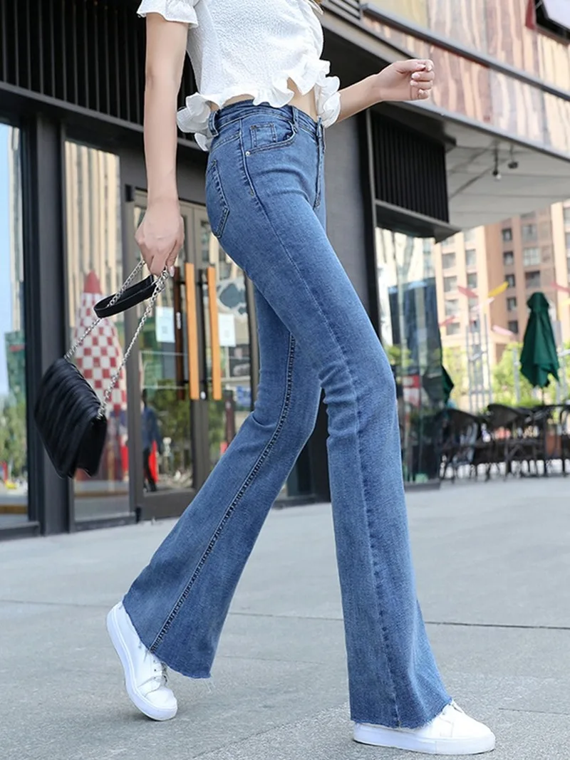 Flared Jeans High Waist Women's Clothing Micro-pants Women's Stretch  New Women's Pants Are Thin Spring and Autumn Trousers