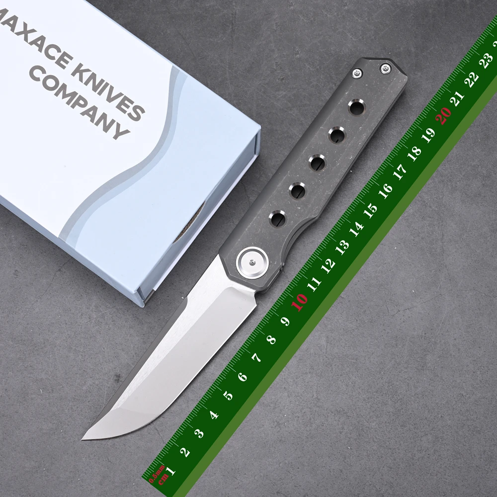 

MAXACE Raccoon Dog Folding Knife Titanium Alloy Handle S90V Blade Tactical Outdoor Hunting Survival Kitchen EDC Tool Gift