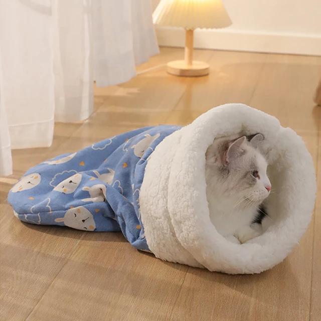 Cat Sleeping Bag Soft winter Fluffy Feel Thickened Pet Pocket Type Quilt Bed Soft Comfortable Warm Nest Pet Supplies 5
