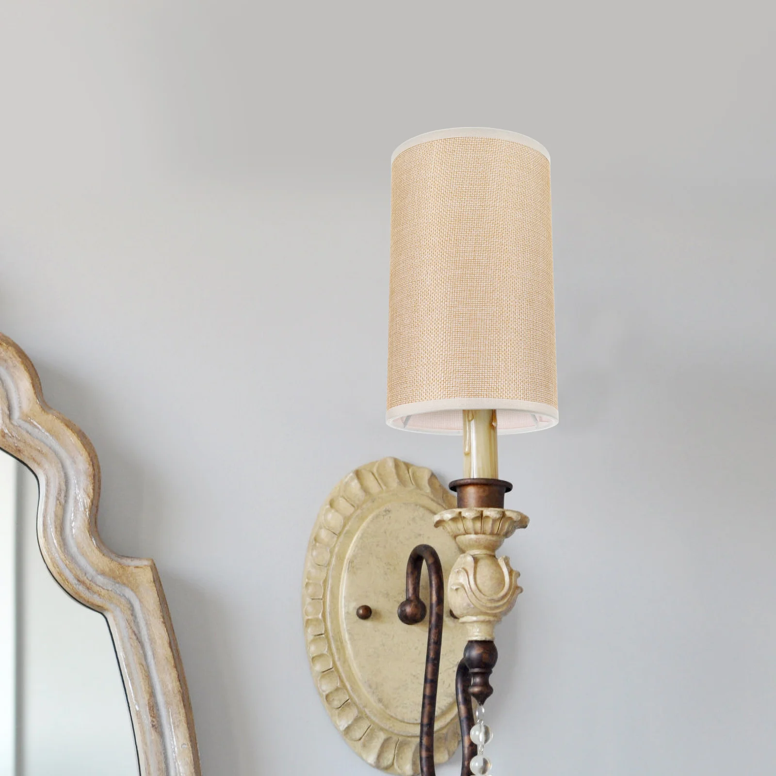 

Drum Lamp Shade E27 Linen Cylinder Lamp Shade Spider Construction Lamp Shade Replacement Light Cover Table Floor Lamp