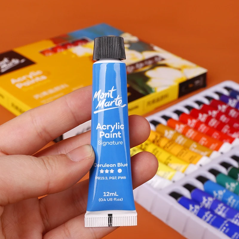 Mont Marte Acrylic Paint Set 12/18/24/36 Colours 12ml Non Toxic No Fading Rich Pigment for Artists Canvas Crafts Wood Painting 4