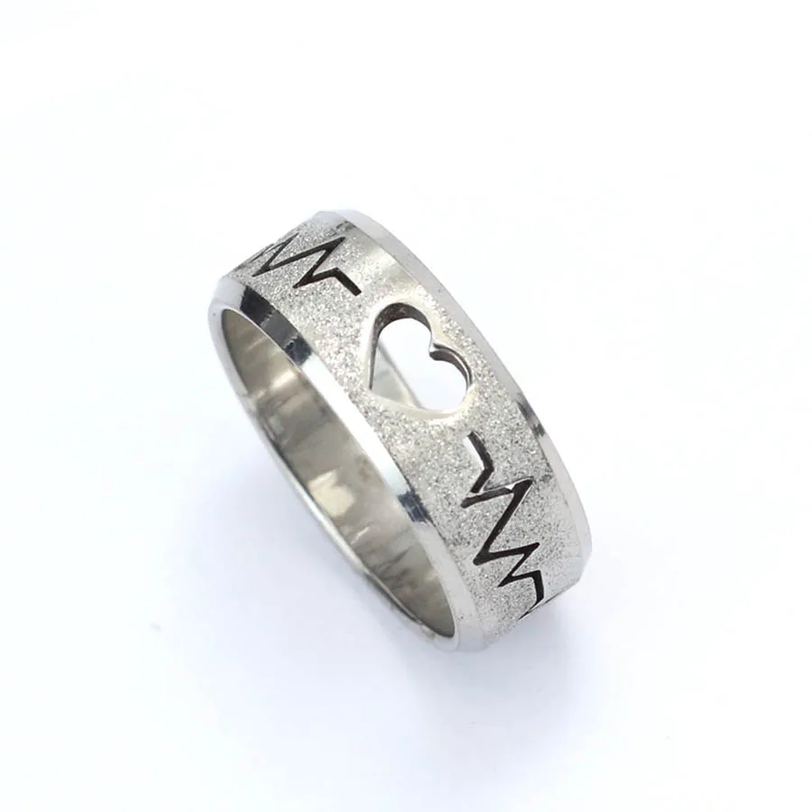 Stainless Steel Couple Ring Heart Shaped Valentine Gift