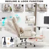 Large Tall Fabric Computer Chair, Comfortable Ergonomic Home Office Chair with Footrest, Cute Chenille Fabric High Back Recliner 5