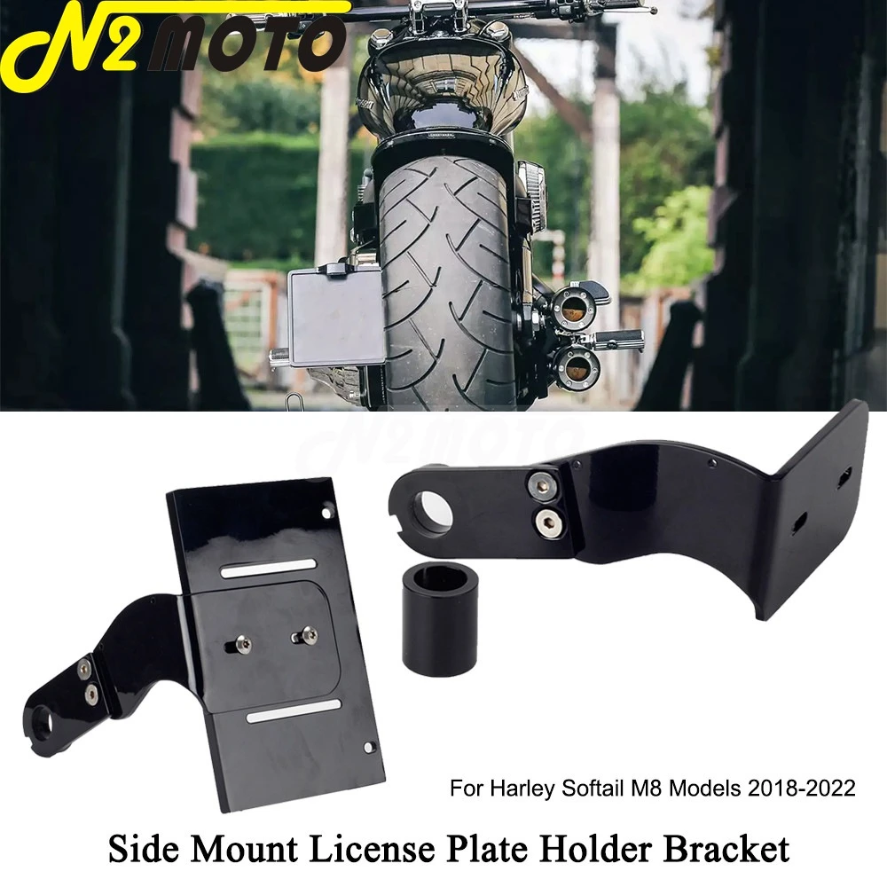 Side Mount Licence Plate Bracket W/ Led Lights For Harley Softail M8