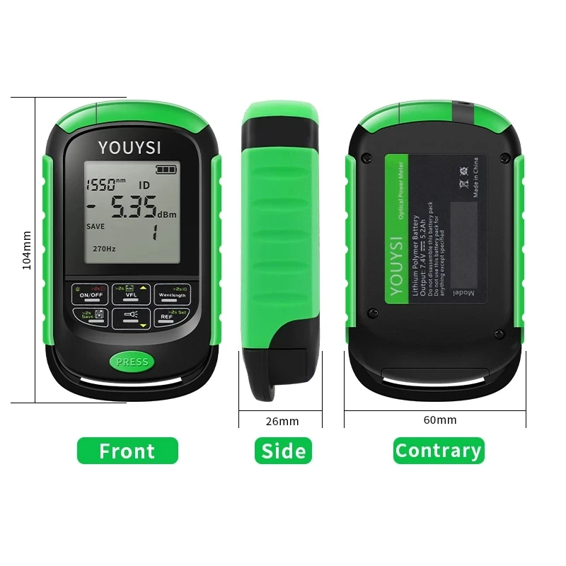 YOUYSI New Optical Tester Tool Fiber Optic Power Meter Network Cable Test OPM with Visual Fault Locator and LED Lighting VFL