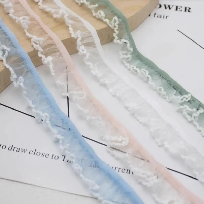Lace Ribbon Lace Fabric Lace Sewing Accessories Lace Sewing Supplies Lace Accessories Lace Garment Accessories 2 Meters Apparel Sewing DIY Elastic Ruffle Lace Trim Pleated 2cm