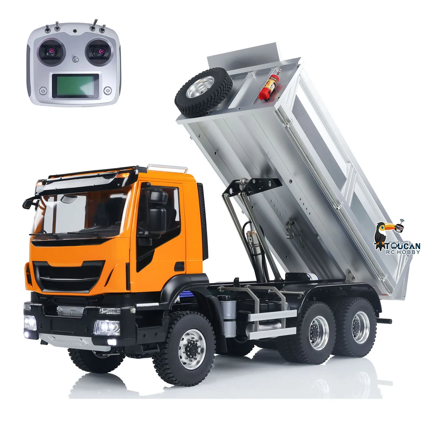 Toys 1/14 6x6 Metal RC Hydraulic Dumper Truck 2-speed Gearbox Lights Sounds Controlled Tipper Car TOUCAN Assembled Model TH23189 2