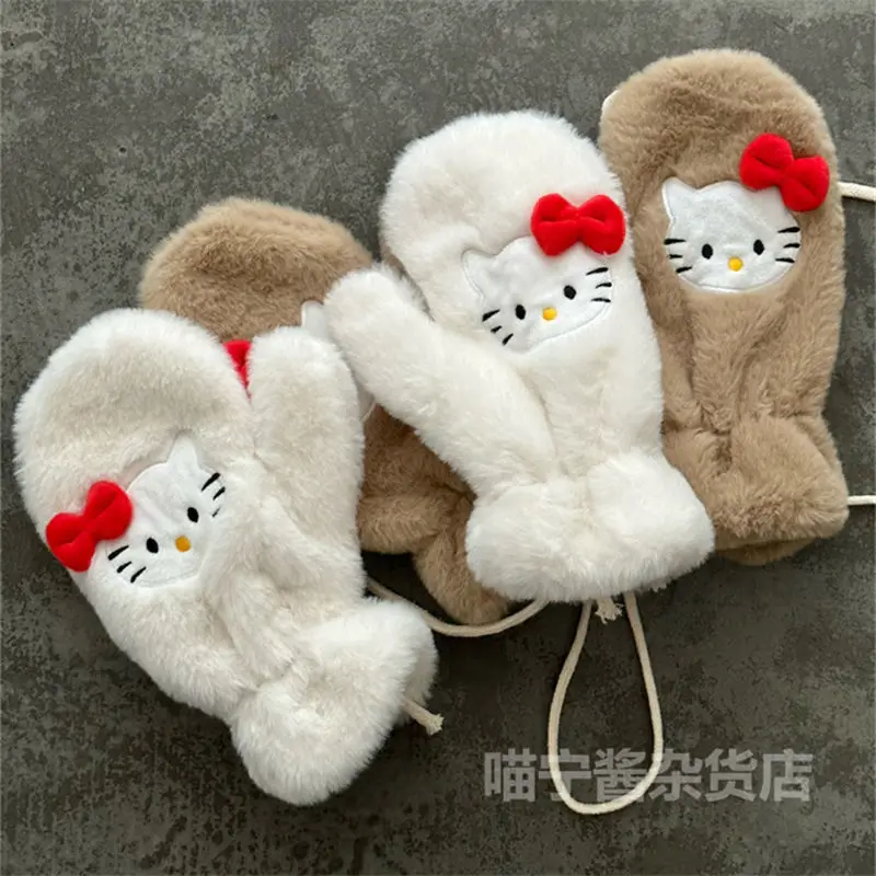 

Sanrio Hello Kitty Glove Cute Girly Heart Anime Gloves Student Cartoon Winter Cycling Windproof Keep Warm Gloves Christmas Gift