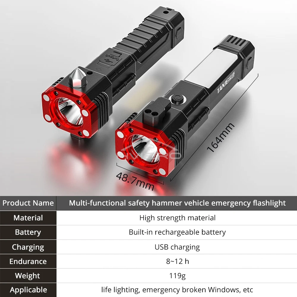 Outdoor Work Lamp USB Multi Flashlight Functional Rechargeable Treasure Emergency Window Breaking Escape On-board Ultra Bright - 6