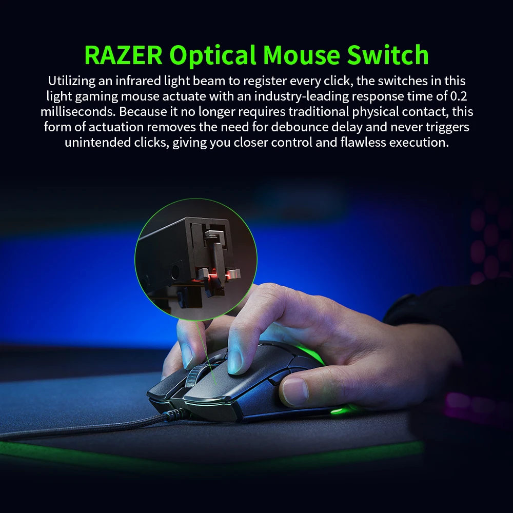 Original Razer Viper Mini Gaming Mouse 8500DPI Optical Sensor Chroma RGB Wired Mouse 61g Lightweight SPEEDFLEX Mice for Gamer