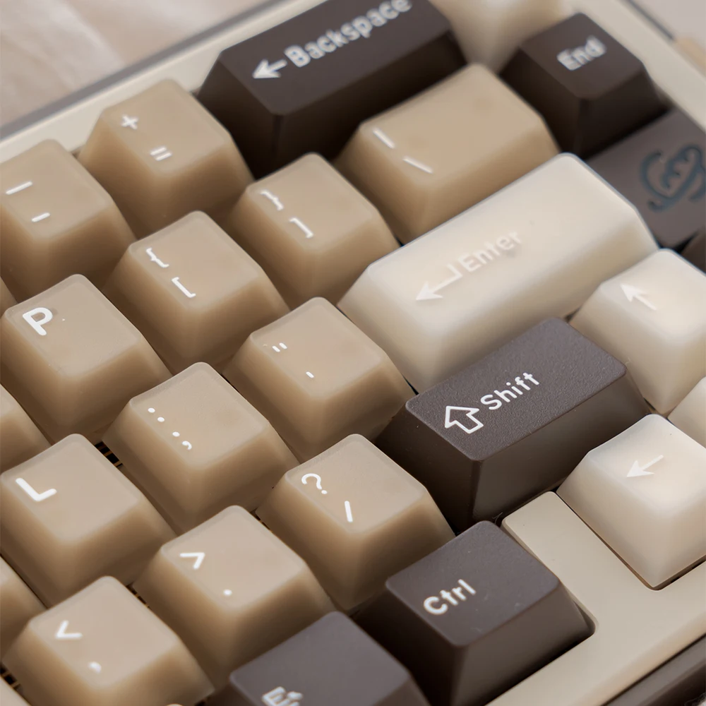 164 Keys Latte Coffee Keycaps Retro Brown Translucent