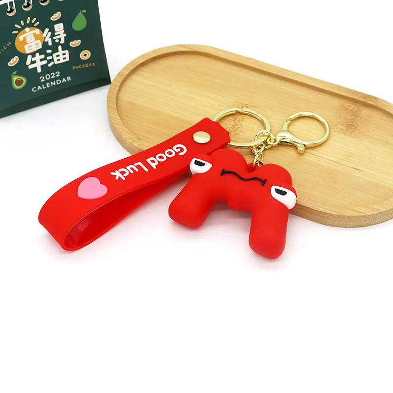 26pcs/set Cartoon Funny Alphabet Lore Keychain For Kids Figure Toys Cute Alphabet Number Ornament Bag Pendant Key Chain Keyring