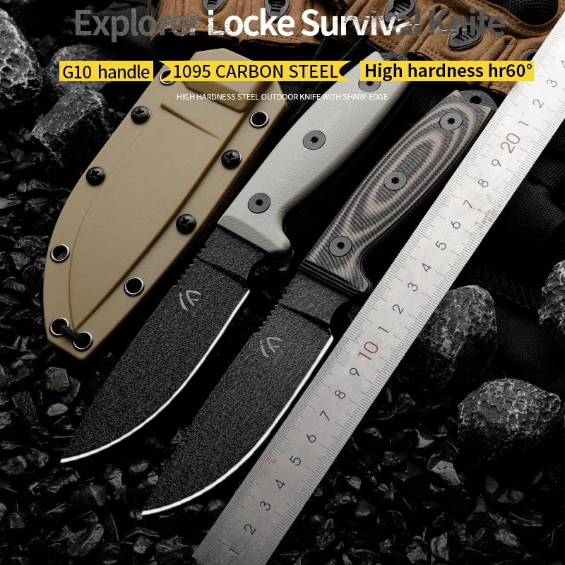 HUANGFUHighquality1095carbonsteeloutdoorknifefixedbladewildernesssurvivalknifemens