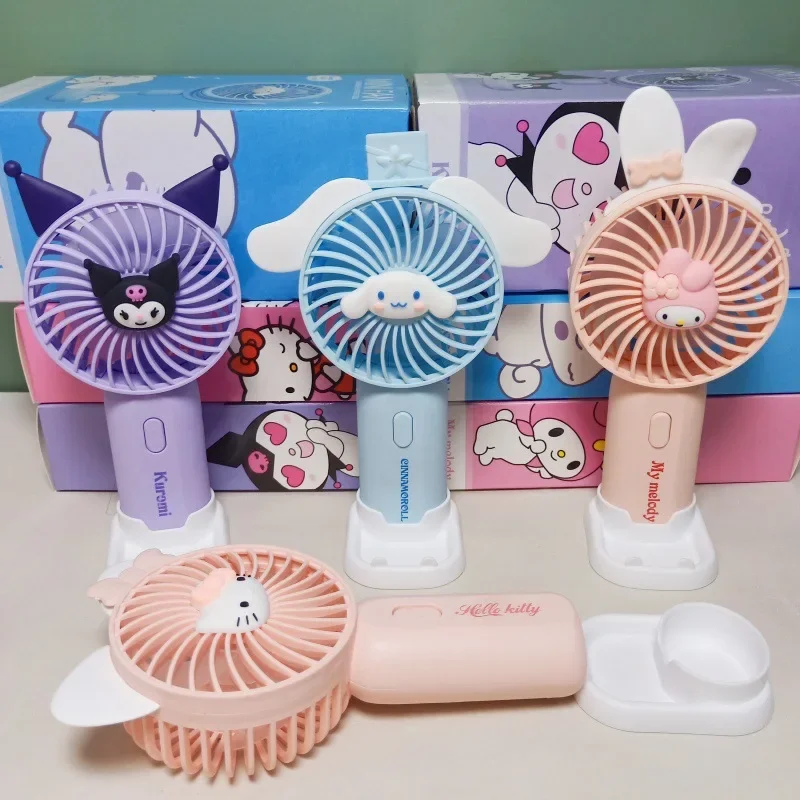 

Hello Kitty Usb Charge Fan Anime Sanrio Cinnamoroll Melody Kuromi Small Mini Fans Cute Fashion Cartoon Portable Air Cooler Gift