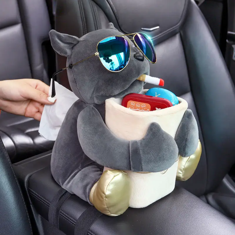 Car Cartoon Cute 2 In 1 Tissue Box Armrest Box Garbage Can Multi-functional Storage Bag for Home Office