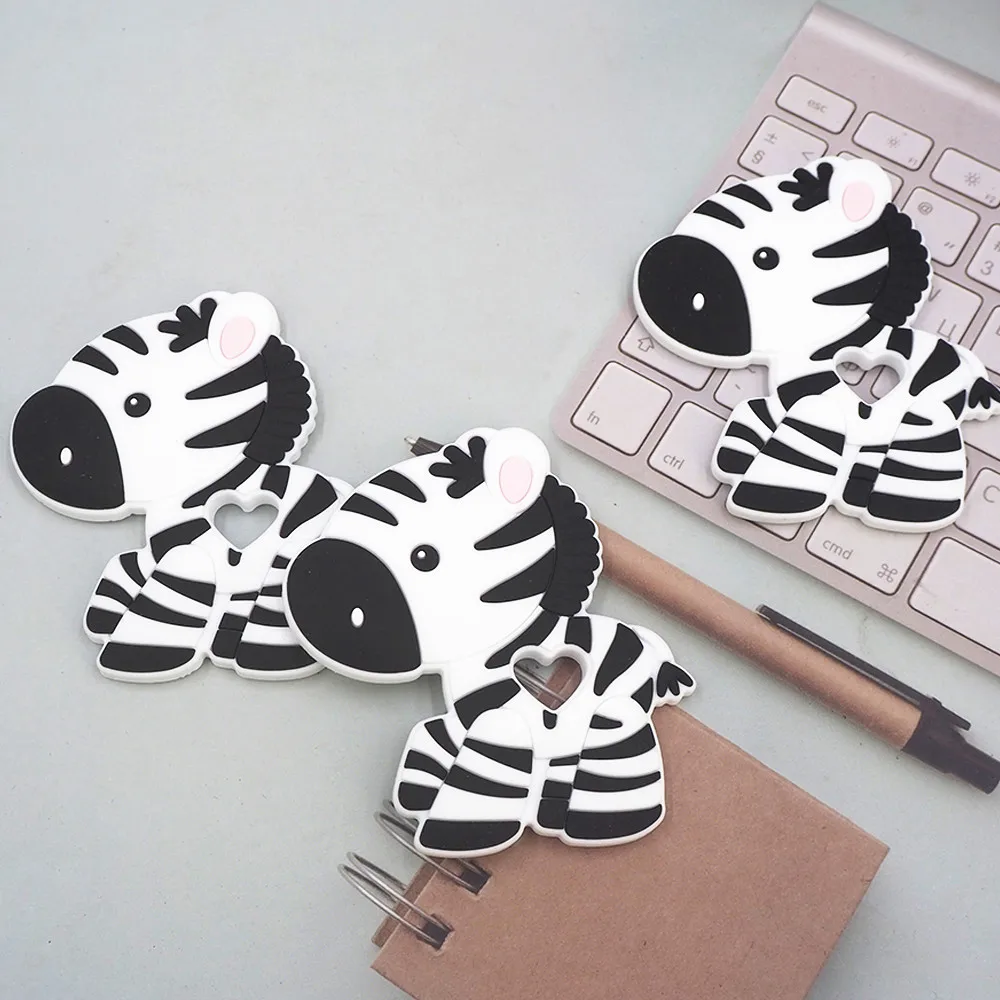 

Chenkai 5pcs Silicone Zebra Teethers Animal Shape Teething DIY Baby Chewing Pendant Nursing Sensory Pacifier Dummy Necklace Toy