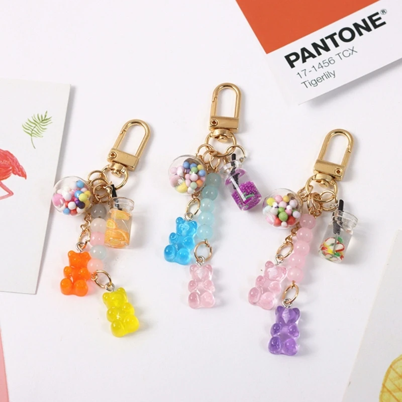 Cute Resin Gummy Bear Chain Candy Color Animal Bear Charm Portachiavi Bag Handpack Ciondolo Portachiavi Regalo Di Gioielli Da Donna