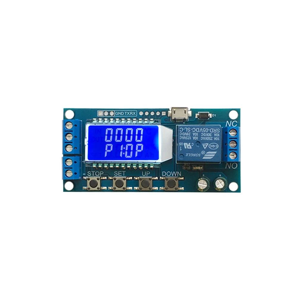 

1-way Time Delay Relay Module 6-30V Micro USB Relay Timer Switch Trigger Cycle Delay Relay Module with Digital LCD Display