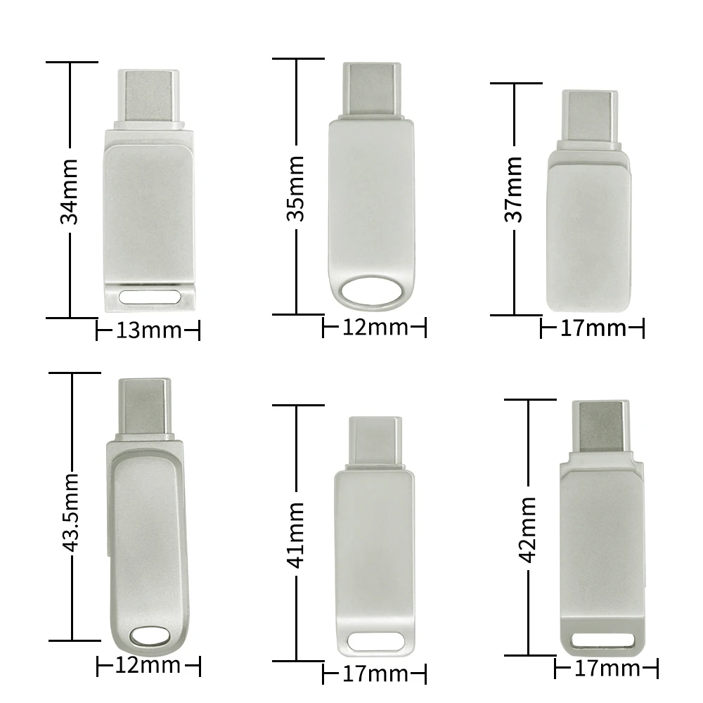 미니 메탈 USB 플래시 드라이브, 컴퓨터 휴대폰용 C 타입 플래시 드라이브, 2 인 1 USB 메탈 미니 펜 드라이브, 32GB, 128GB