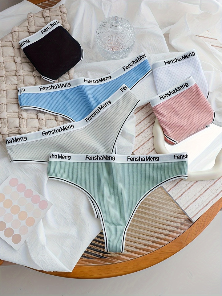 6-piece large-sized thong, fashionable and breathable women's T-shirt, quick-drying pure cotton inner lining