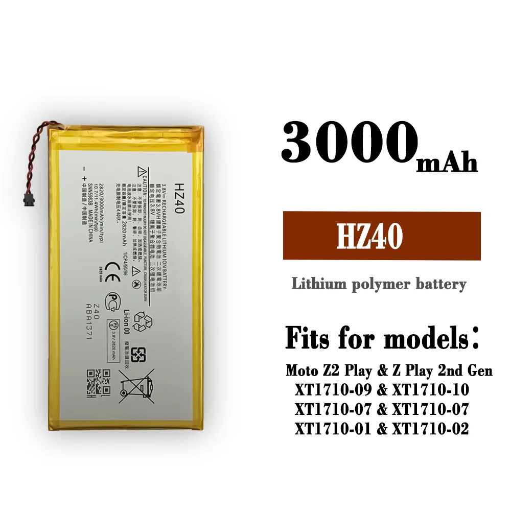 100% New Original 3000mAh HZ40 For Motorola MOTO Z2 Play XT1710-08 XT1710 XT1710-06 XT1710-09 XT1710-11 Phone Battery