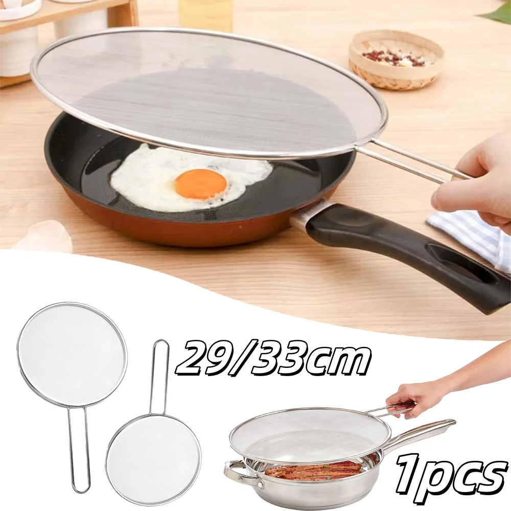 1 stücke 29/33 cm Edelstahl Öl Splash Bildschirm Rund Öl Schild Hohl Griff Anti Verbrühen Verwendet Für Küche tiefe Braten Kochen