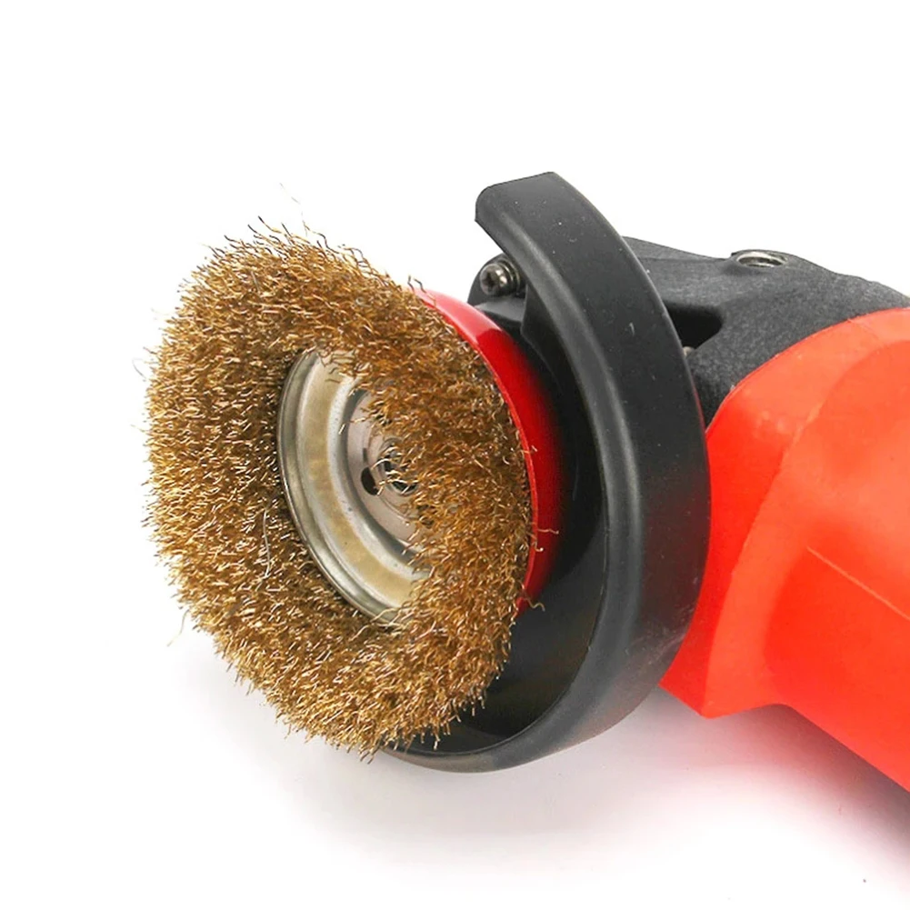 

Angle Grinder Copper Plated Steel Wire Brush M10 M16 Grinding Wheel Derusting Deburring Polishing Cleaning Power Tool Accessorie