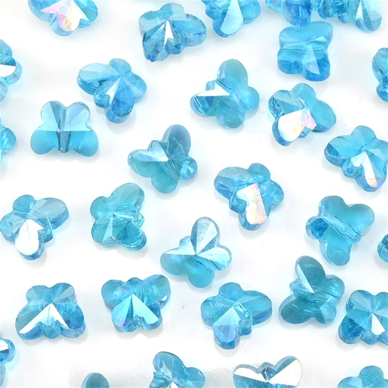 30 Stück glatte Kristallperlen, 10 mm, Schmetterlingsform, Glas, lose Distanzperlen für Perlen für Schmuckherstellung, DIY-Halskette – Detail 11