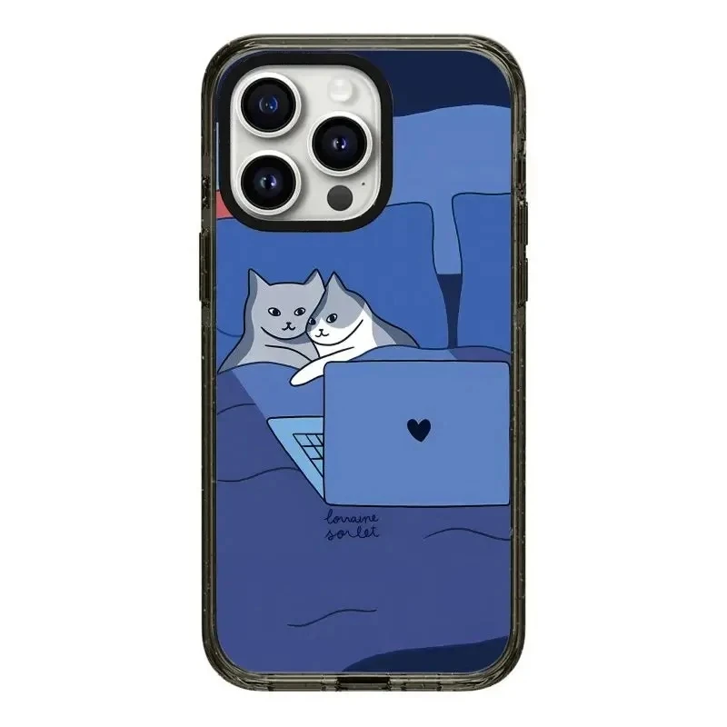 

Cute Cat Couple 2.0 Acrylic Black Border Phone Case Cover for IPhone 11 12 13 14 15 Pro Max Case
