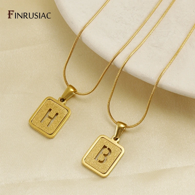 18K Real Gold Plated Stainless Steel A-Z Alphabet Letter Man Pendant Necklaces For Men 26 Alphabet Initial Necklaces For Women