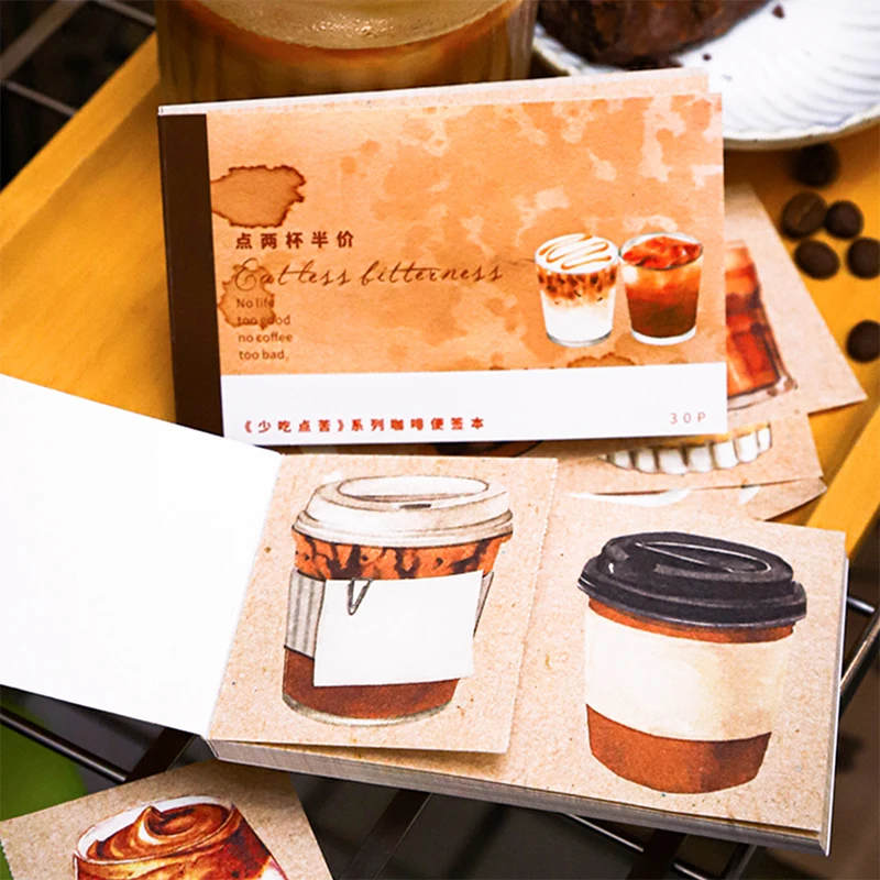 Journal GO 30sheets Cute Bread Coffee Notepad Bread Toast Material Paper Special-shaped Sticky Note Paper Notes Memo Pads 2