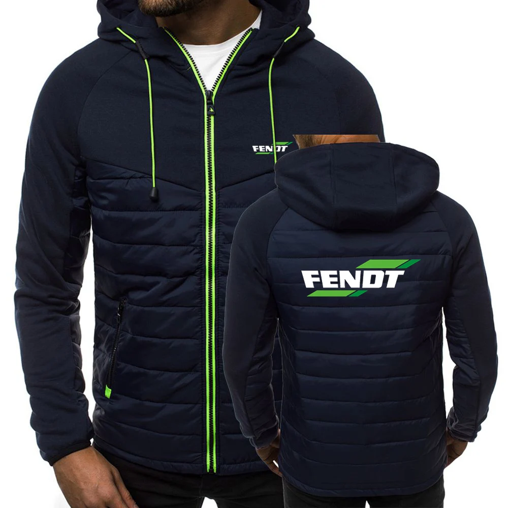 FENDT 2023 men's seven-color stitching hooded sports cotton-padded jacket Spring and Autumn new zipper casual and comfortable th